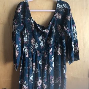 Off the shoulder teal floral Torrid dress, 3